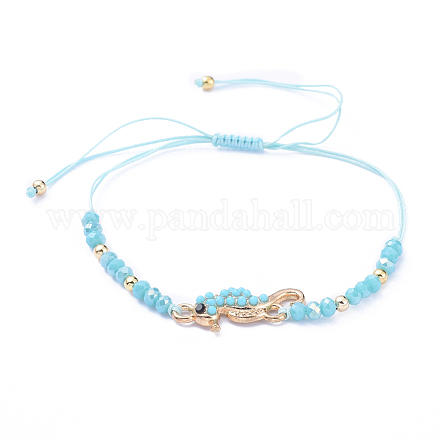 Verstellbare geflochtene Perlenarmbänder aus Nylonfaden BJEW-JB05156-01-1