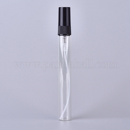 10mlミニ詰め替えガラススプレーボトル  プラスチック製の細かいミストスプレーとダストキャップ付き  香水用  エッセンシャルオイル  透明  11.8x1.4cm  容量：10ml（0.34液量オンス） MRMJ-WH0059-79A-1