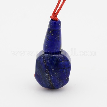 Dyed Natural Lapis Lazuli Stone 3 Hole Guru Beads G-P069-03-1