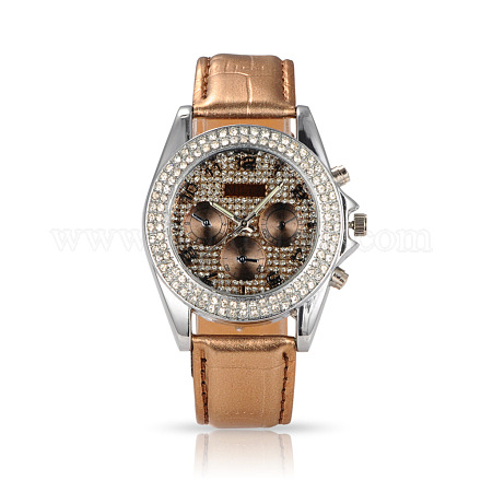 Valentines Gift High Quality Stainless Steel Leather Diamond-studded Wristwatch Quartz Watches WACH-N008-06A-1
