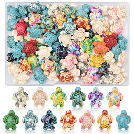 100 шт. 13 вида синтетических бирюзовых бусин G-FS0005-87-1