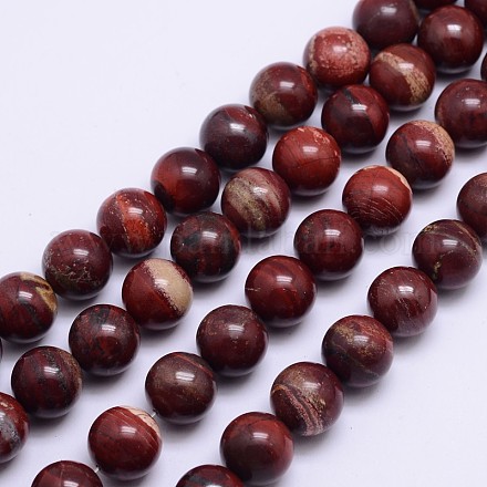 Runde natürliche rote Jaspis Perlen Stränge G-L419-17-1