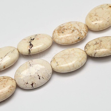Flat Oval Natural Magnesite Beads Strands X-G-M138-13-1