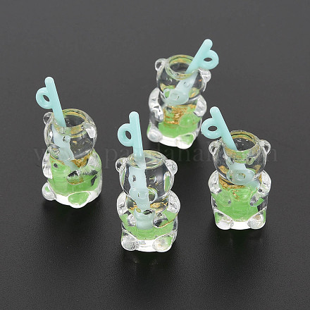 Imitation Bubble Tea/Boba Milk Tea Transparent Resin Pendants RESI-T052-04E-1