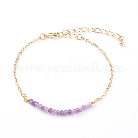 Bracelets de perles d'améthyste naturelle pierre de naissance de février BJEW-JB06092-02-1