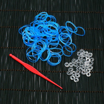 Fluorescent Neon Color Rubber Loom Bands Refills with Accessories DIY-R006-05-1
