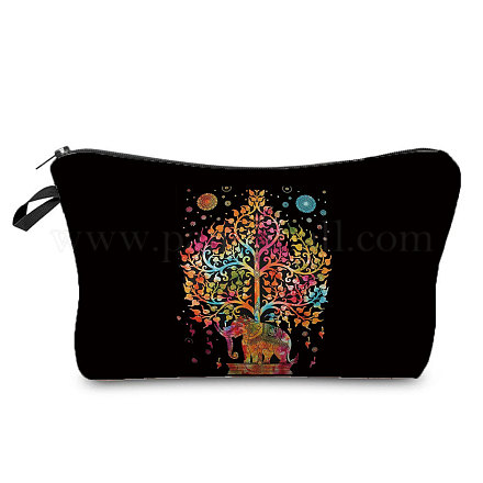Tree & Elephant Pattern Polyester Waterpoof Makeup Storage Bag TREE-PW0003-27A-1