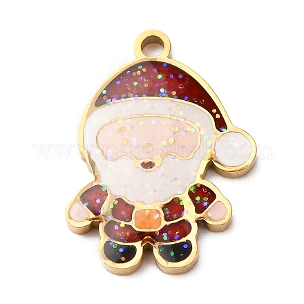 Рождественские эмалевые подвески из нержавеющей стали 304 STAS-B112-02G-04-1