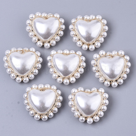 Colgantes tejidos de perlas de imitación de plástico abs X-FIND-N050-06-1