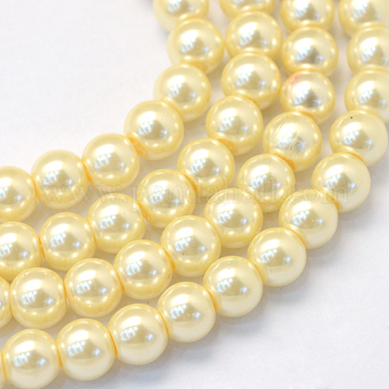 Backen gemalt pearlized Glasperlen runden Perle Stränge HY-Q003-4mm-21-1