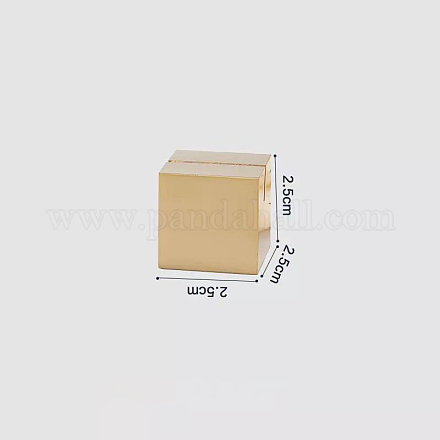真鍮の場所カードホルダー  結婚式の装飾のため  キューブ  ゴールドカラー  25x25x25mm OFST-PW0002-081F-1