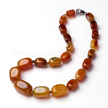 Agate naturelle diplômé colliers de perles NJEW-F119-B03-1