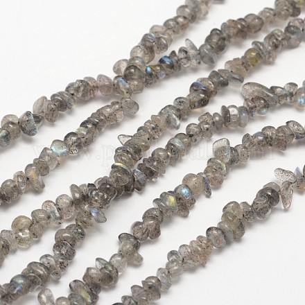 Brins de perles de larvikite noires naturelles X-G-N0164-61-1