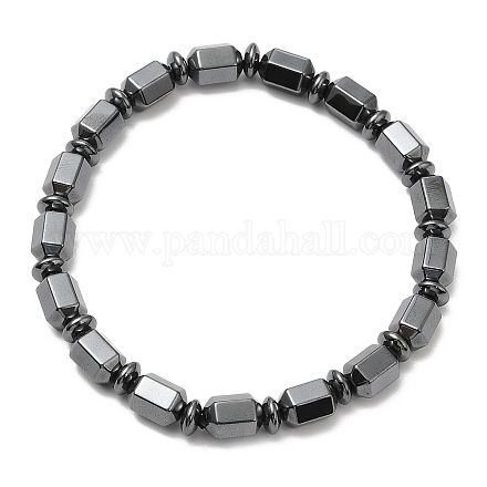 Bracelets extensibles en perles de colonne d'hématite non magnétique synthétique BJEW-E080-04A-1