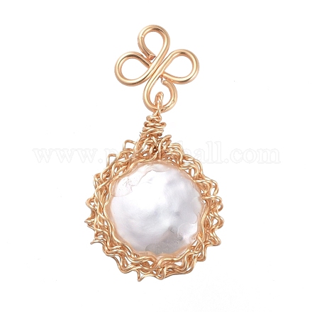 Colgantes de perlas keshi de perlas barrocas naturales PALLOY-JF00422-03-1