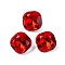 Glass Rhinestone Cabochons, Pointed Back & Back Plated, Faceted, Square, Light Siam, 8x8x4.5mm