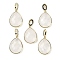 Natural Quartz Crystal Faceted Teardrop Pendants, Rack Plating Brass Micro Pave Clear Cubic Zirconia Rock Crystal Charms, Golden, 27x20x6.5mm, Hole: 6.5x4.5mm