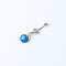 Summer Beach 304 Stainless Steel Dodger Blue Enamel Curved Barbell Dangle Belly Rings, Stainless Steel Color, Shell Shape, 39mm