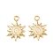 304 Stainless Steel Pendant Cabochon Settings, Sun Charm, Real 24K Gold Plated, Tray: 3.3x2mm, 19.5x13.5x1.8mm, Hole: 2.2mm