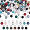 90Pcs 15 Colors Natural & Synthetic Gemstone Pendants, with Iron Findings, 14mm, Hole: 3mm, 6pcs/style