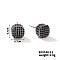 Chic Brass Cubic Zirconia Stud Earrings, Fashionable and Versatile Accessories, Flat Round, Black, 7x7mm