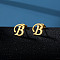 201 Stainless Steel Stud Earrings, Golden, Letter B, 10x10mm