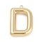 304 Stainless Steel Pendants, Ion Plating(IP), Letter Charm, Letter D, 38x26.5x6.5mm, hole: 2.3mm