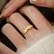 S925 Sterling Silver Adjustable Finger Rings, Flower & Heart, Golden, Inner Diameter: 15~20mm