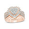 2Pcs Alloy with Crystal Rhinestone Finger Rings, Heart, Rose Gold, US Size 11(20.6mm)