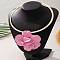 3D Hot Pink Flower Alloy Choker Necklaces for Women, Golden, Inner Diameter: 5.12 inch(13cm)