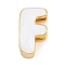 Brass Enamel Beads, Cadmium Free & Lead Free, Rack Plating, Long-Lasting Plated, Real 18K Gold Plated, Letter F, 14x8x6.5mm, Hole: 3x11mm