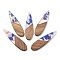Resin and Walnut Pendants, Taerdrop, Cornflower Blue, 52.5x13.5x2.5mm, Hole: 1.6mm