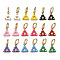 Brass Micro Pave Cubic Zirconia Huggie Hoop Earrings, with Enamel, Nickel Free, Triangle, Real 16K Gold Plated, Mixed Color, 24.5x13mm, Pin: 1mm