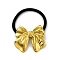 Ion Plating(IP) 304 Stainless Steel Hair Ties, with Nylon Cord, Bowknot, Golden, Inner Diameter: 45mm