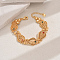 Alloy Cubic Zirconia Link Bracelets for Women, Golden, 7-1/4 inch(18.5cm)