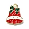 Alloy Enamel Pendants, Golden, Christmas Series, Christmas Bell, 17x14x1mm, Hole: 1.8mm