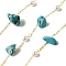 Handmade Synthetic Turquoise Chip Beaded Chains, Soldered, with ABS Plastic Beads and Rack Plating Brass Findings, Long-Lasting Plated, Lead Free & Cadmium Free, with Spool, Real 18K Gold Plated, 5~10x3~6x2.5~6mm