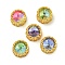 Sew on Rhinestone, Glass Crystal Rhinestone Multi-Strand Links, with Brass Prong Settings, Garments Accessories, Flat Round, Mixed Color, 11x7mm, Hole: 1.2mm
