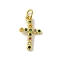 Brass Micro Pave Cubic Zirconia Pendants, Cadmium Free & Nickel Free & Lead Free, Real 18K Gold Plated, Cross Charms, Colorful, 17x10x1.5mm, Hole: 3mm