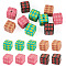 Printed Opaque  Acrylic Beads, Cube with Rhombus Pattern, Mixed Color, 14.5~15x14.5~15x14.5~15mm, Hole: 3.8mm