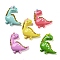Opaque Resin Decoden Cabochons with Glitter Powder, Dinosaur, Mixed Color, 21.5x19x5.5mm