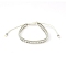 Polyster Braided Bead Bracelets, Bohemia Bracelets, Adjustable Bracelet, White, Inner Diameter: 2-3/8 inch(6cm), 1Pc/Bag