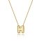 Brass Initial Pendant Box Chain Necklaces for Women, Golden, Letter H, 16.54 inch(42cm)