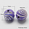 Plating Acrylic Beads, Metal Enlaced, Round, Medium Purple, 10x10x10mm, Hole: 2mm, 1100pcs/500g