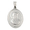 Non-Tarnish 304 Stainless Steel Pendants, Religious Theme Charm, Oval with Virgin Mary, Stainless Steel Color, 24x16x2~2.5mm, Hole: 5x3mm