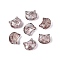 Picasso Transparent Glass Beads, Cat, Rosy Brown, 8~8.5x9.5~10x5.5~6mm, Hole: 1mm, About 750pcs/pound