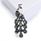 Personality Peacock Abalone Shell Brooch, Fashionable Lapel Pin Accessory, Silver, 64x25mm