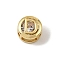 Brass Micro Pave Cubic Zirconia European Beads, Flat Round with Letter, Real 18K Gold Plated, Letter D, 10x6.5mm, Hole: 5x3mm