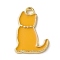 Alloy Enamel Pendants, Cat Charm, Golden, Orange, 15.5x11x1.3mm, Hole: 1.4mm