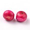 Dyed Natural Wood Beads, Round, Lead Free, Deep Pink, 6x4~5mm, Hole: 2mm, about 13600pcs/1000g